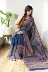 New Designer Hand Block Print Chanderi Silk Saree(BFCS08)