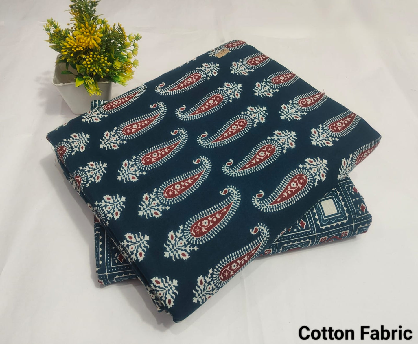 Teal Paisley Printed Cotton Fabric | Elegant  (BFTB126)