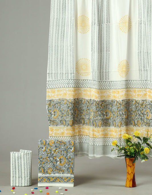 Exclusive Hand Block Cotton Suit With Cotton Dupatta(BFCOT22)