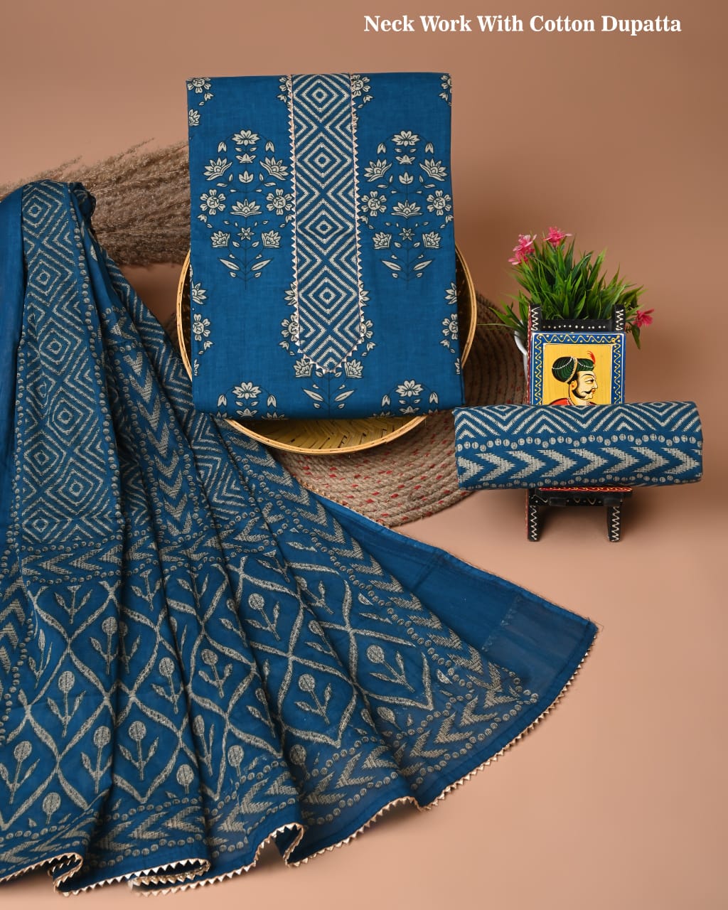 PREMIUM GOTA PATTI COTTON SUIT SET WITH COTTON DUPATTA(BFCOTGH113)