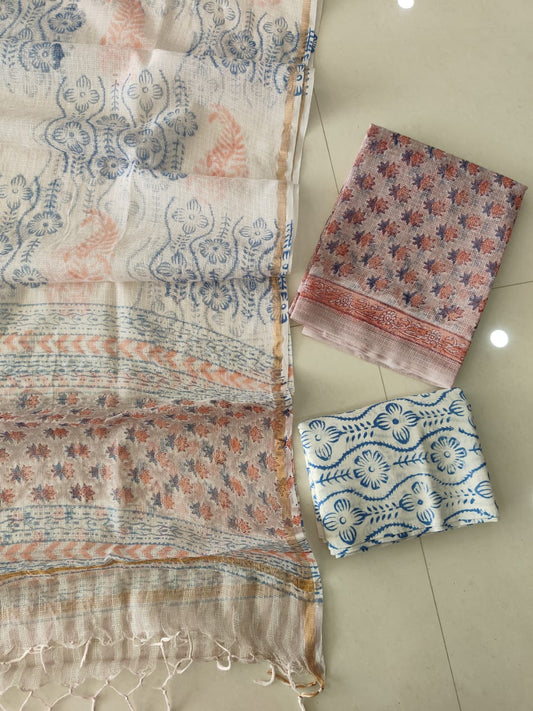 Premium Sanganeri Printed kota Suit With Kota Doria Duppta