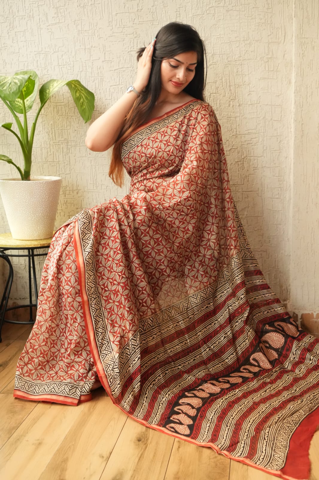 New Designer Hand Block Print Chanderi Silk Saree(BFCS02)