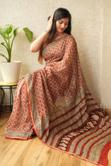 New Designer Hand Block Print Chanderi Silk Saree(BFCS02)