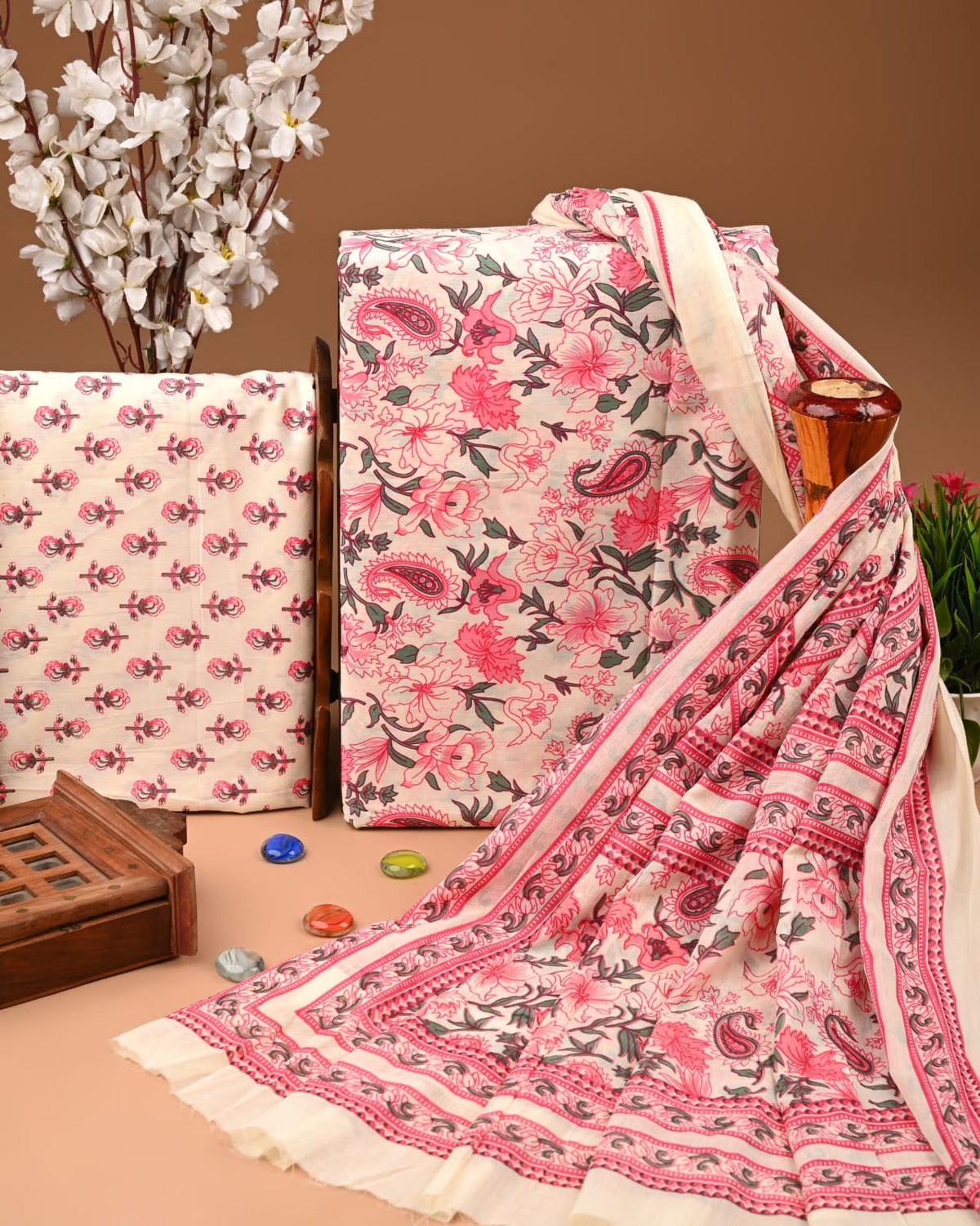 Exclusive Hand Block Cotton Suit With Cotton Dupatta