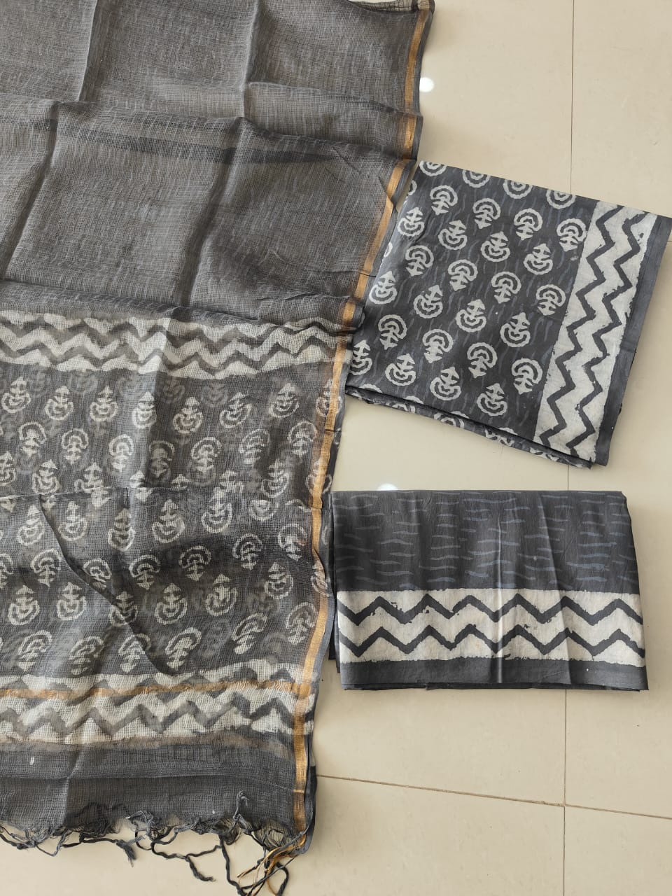 Premium Sanganeri Printed Cotton Suit With Kota Doria Duppta