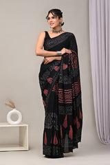Traditional Authentic Hand Block Printed Pure Organic Cotton Sarees With matching Blouse
