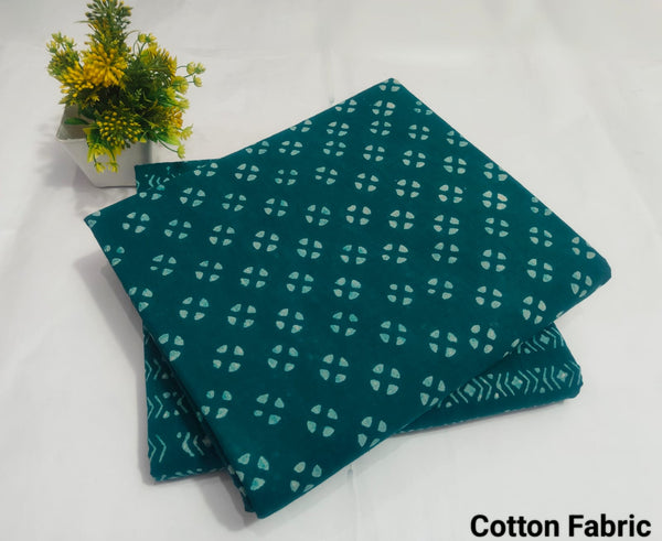 Dark Green Bandhani Print Cotton Fabric  (BFTB125)