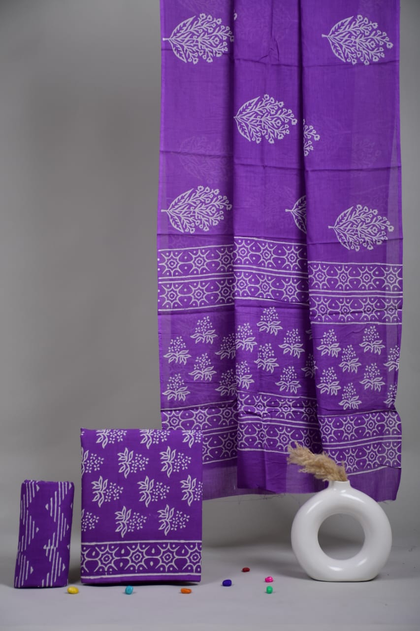 Exclusive Hand Block Cotton Suit With Cotton Dupatta