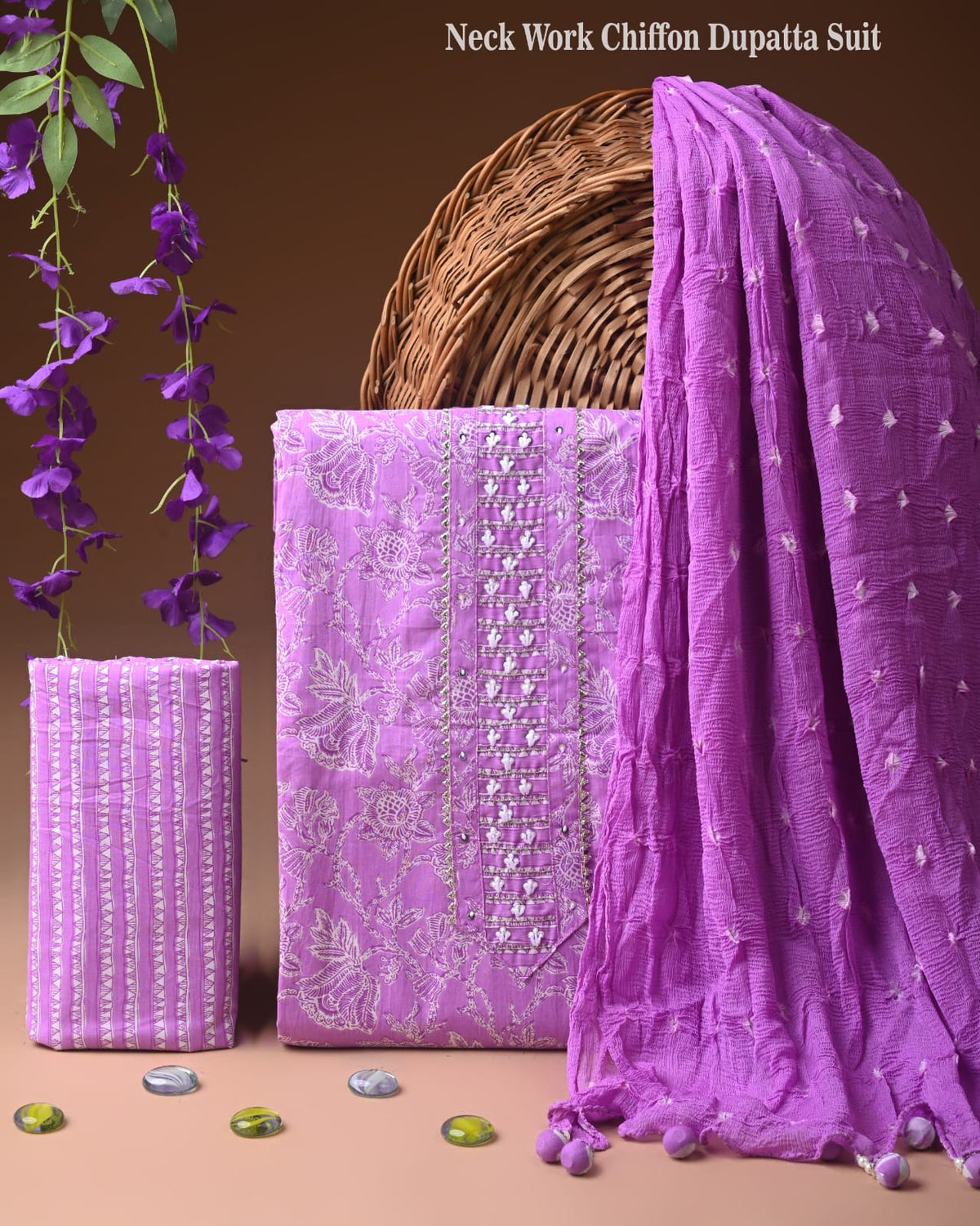 PREMIUM GOTA PATTI COTTON SUIT SET WITH CHIFFON DUPATTA(BSCOTGC36)