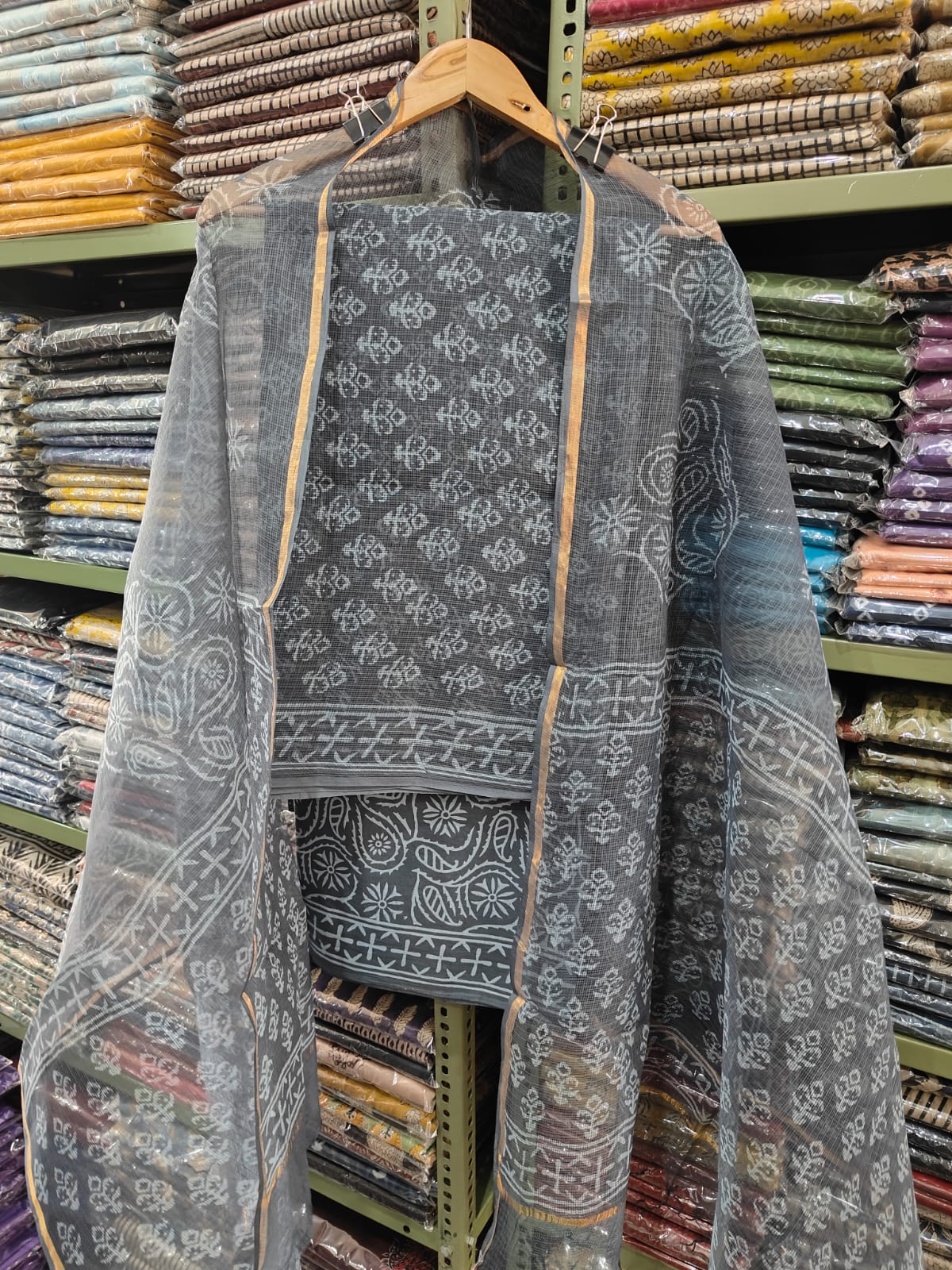 Premium Sanganeri Printed kota Suit With Kota Doria Duppta(BFFKO56)