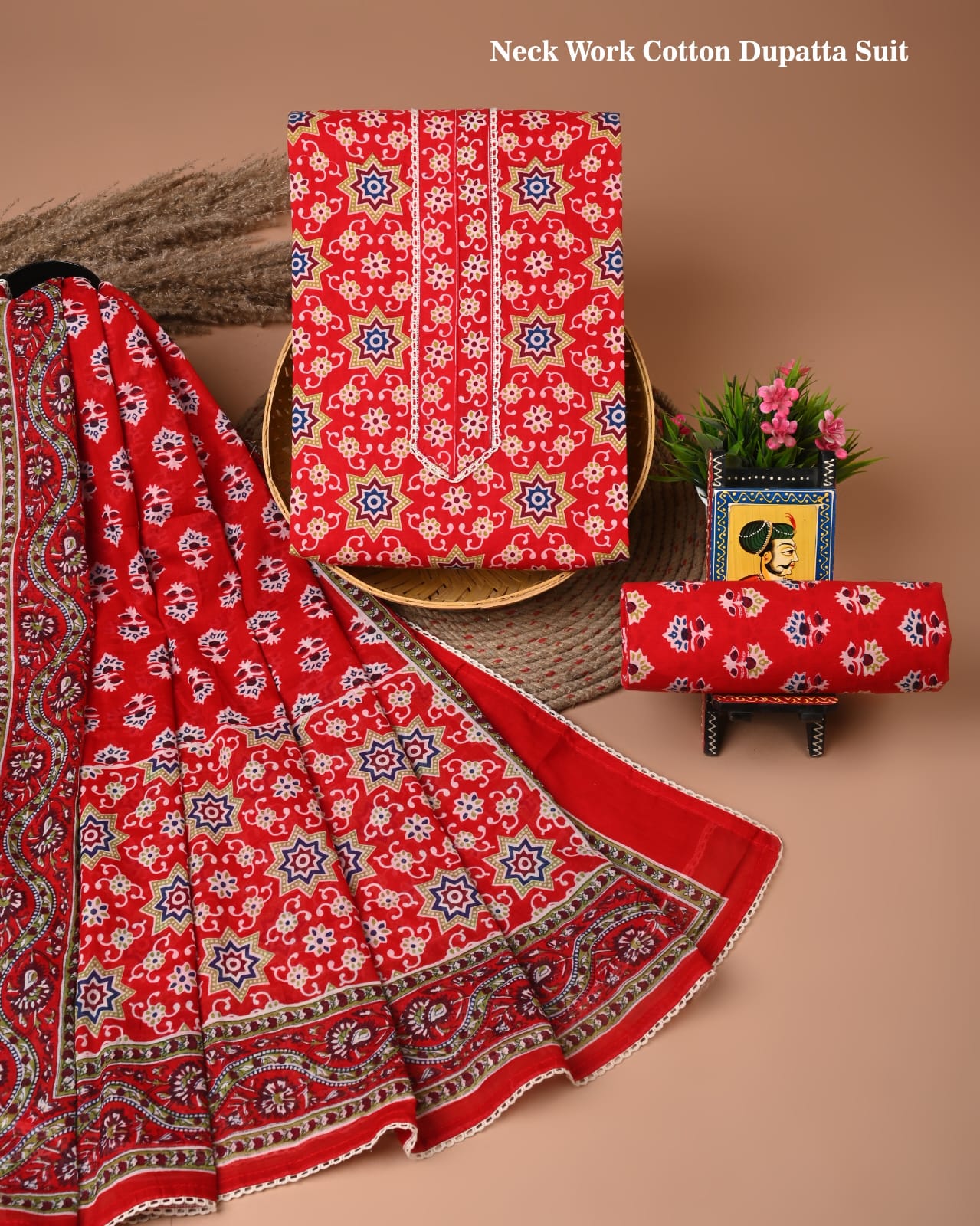 PREMIUM GOTA PATTI COTTON SUIT SET WITH COTTON DUPATTA(BFCOTGP15)