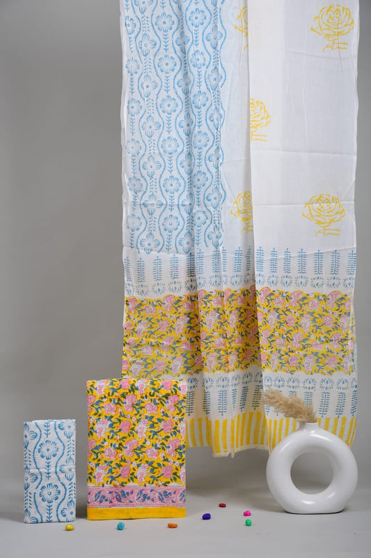 Exclusive Hand Block Cotton Suit With Cotton Dupatta (BFCOT62)