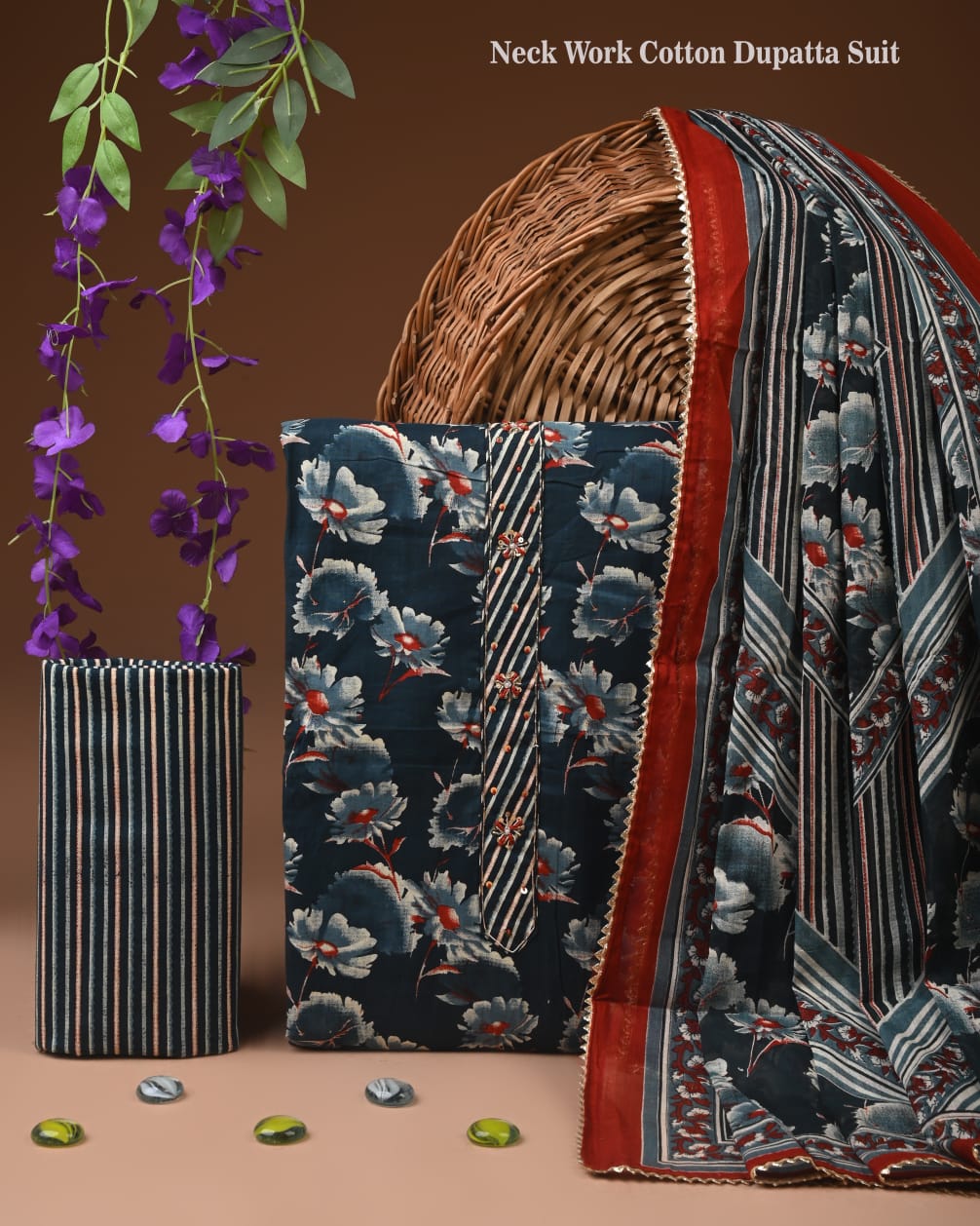 PREMIUM GOTA PATTI COTTON SUIT SET WITH COTTON DUPATTA(BFCOTGH85)