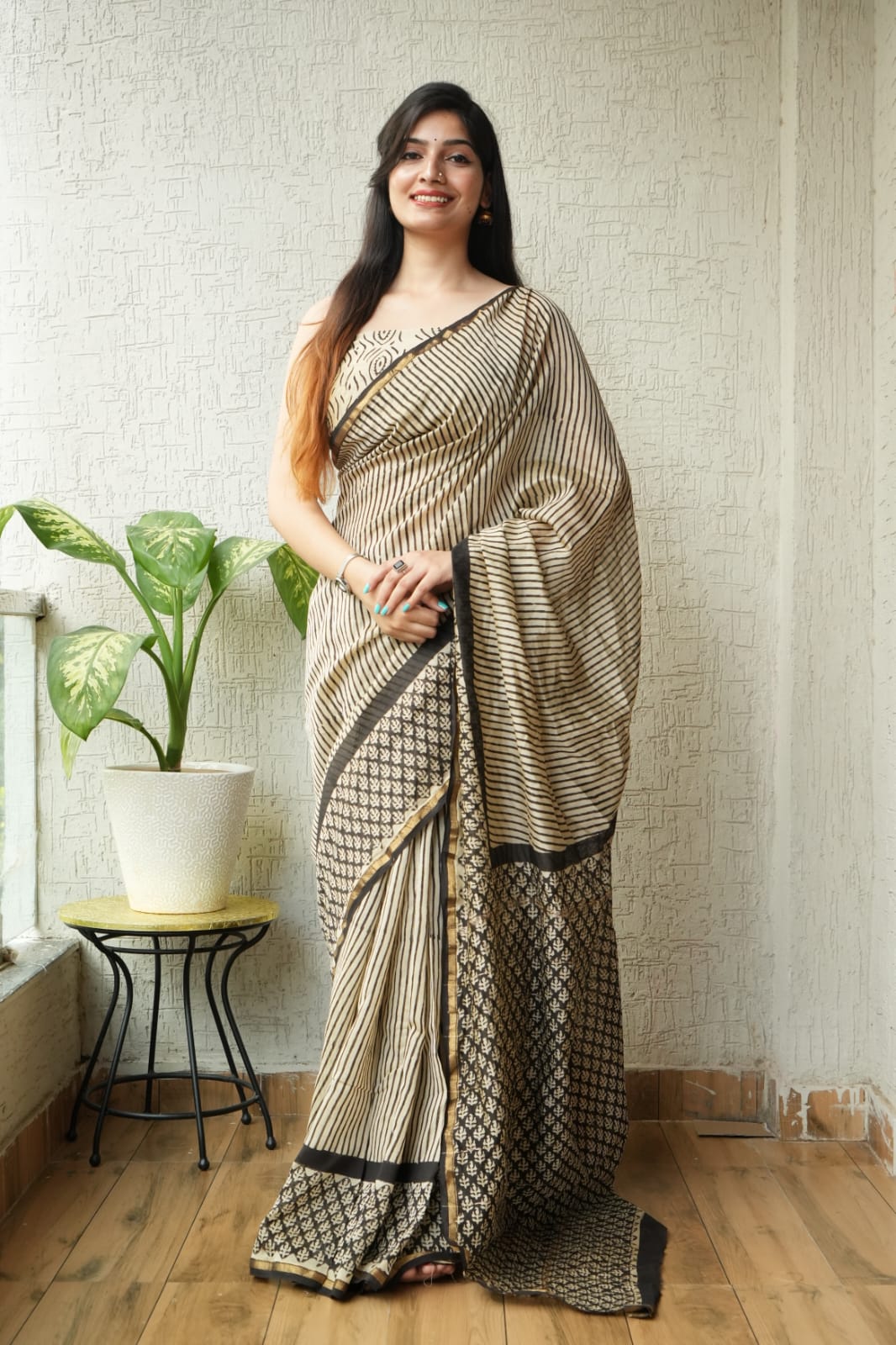 New Designer Hand Block Print Chanderi Silk Saree(BFCS12)