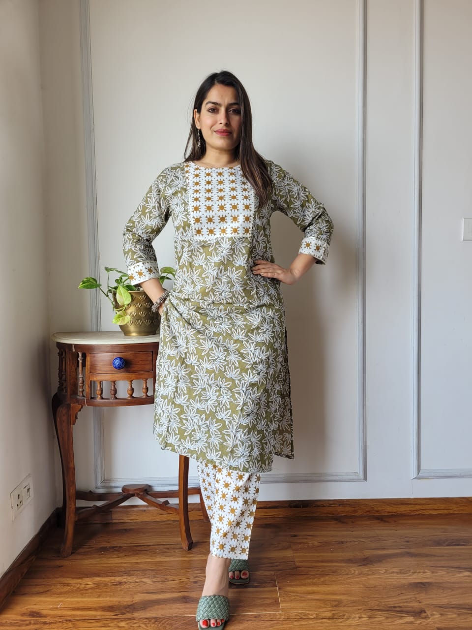 New Exclusive Hand  block printed Stitched Cotton  Kurtis with Pant