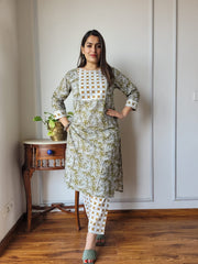 New Exclusive Hand  block printed Stitched Cotton  Kurtis with Pant