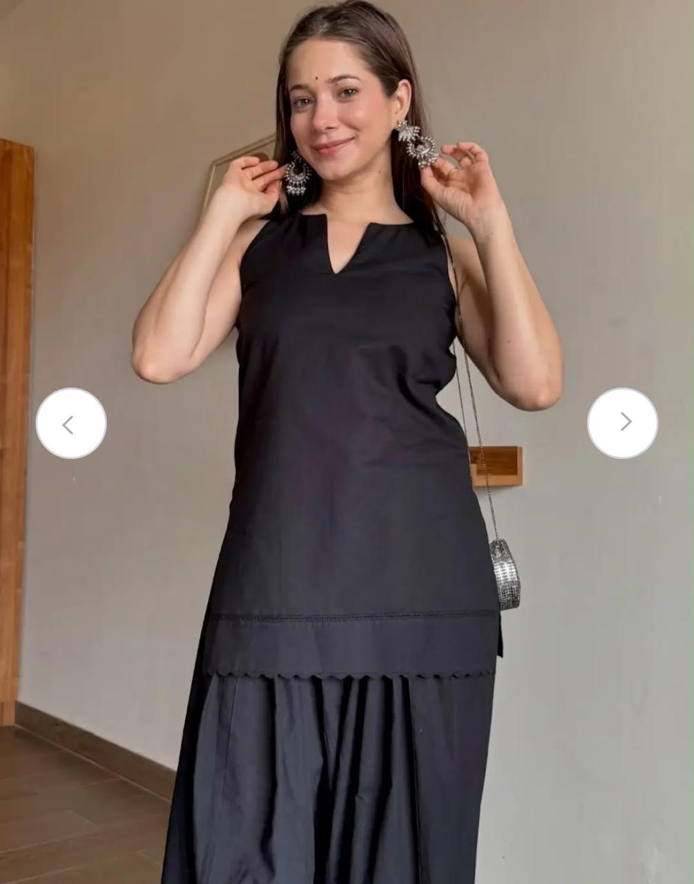 Elegant aur versatile black shade mein Original Farshi Salwar Set