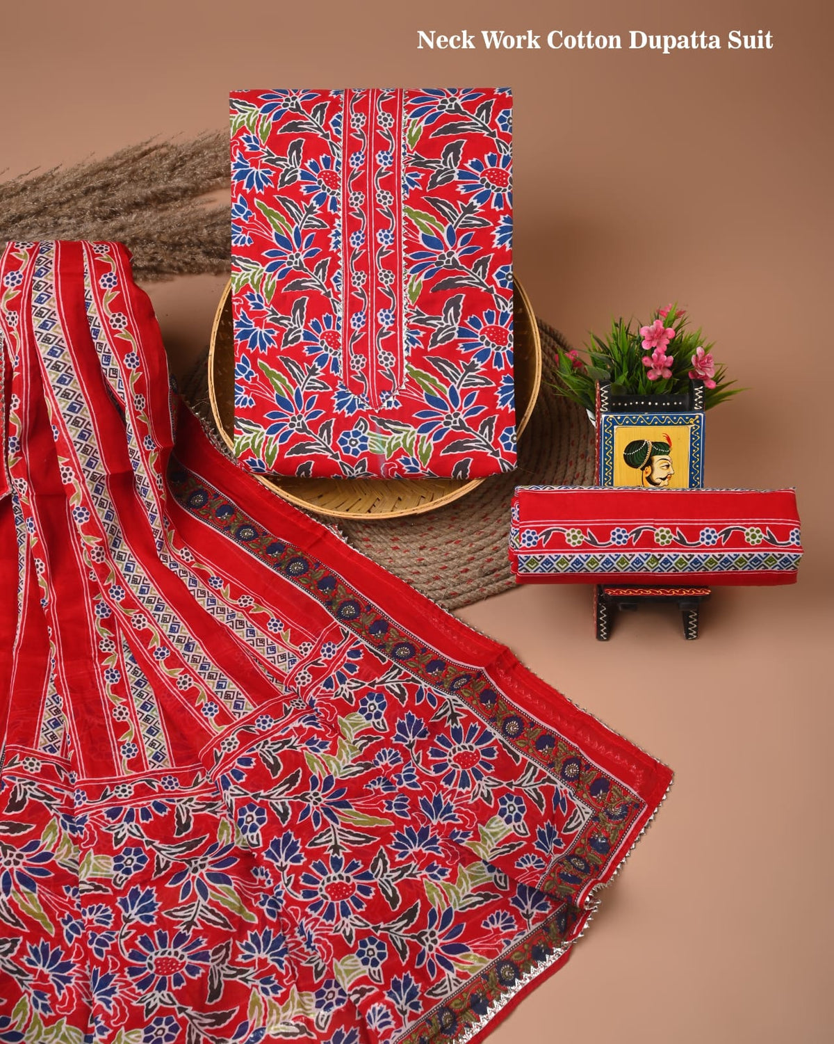 PREMIUM GOTA PATTI COTTON SUIT SET WITH COTTON DUPATTA(BFCOTGH66)