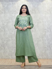 Launching Designer side cut Kurti Plazo  Set  in *Cotton Fabric* with  beautiful embroidery work 
giving perfect smart and Mesmerizing look