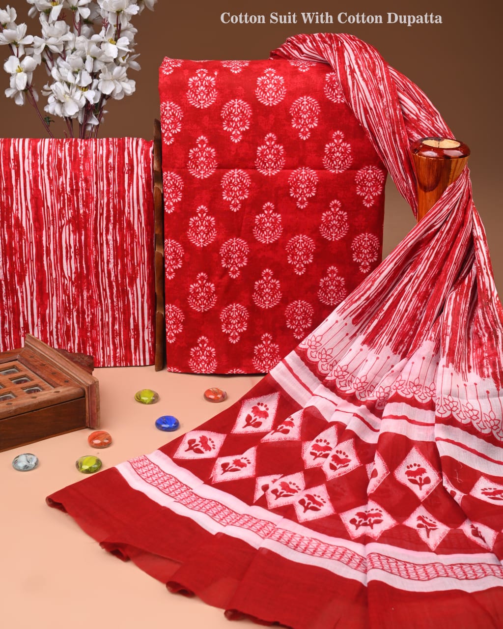 Exclusive Hand Block Cotton Suit With Cotton Dupatta