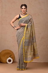 New Designer Hand Block Print Chanderi Silk Saree(BFCS14)