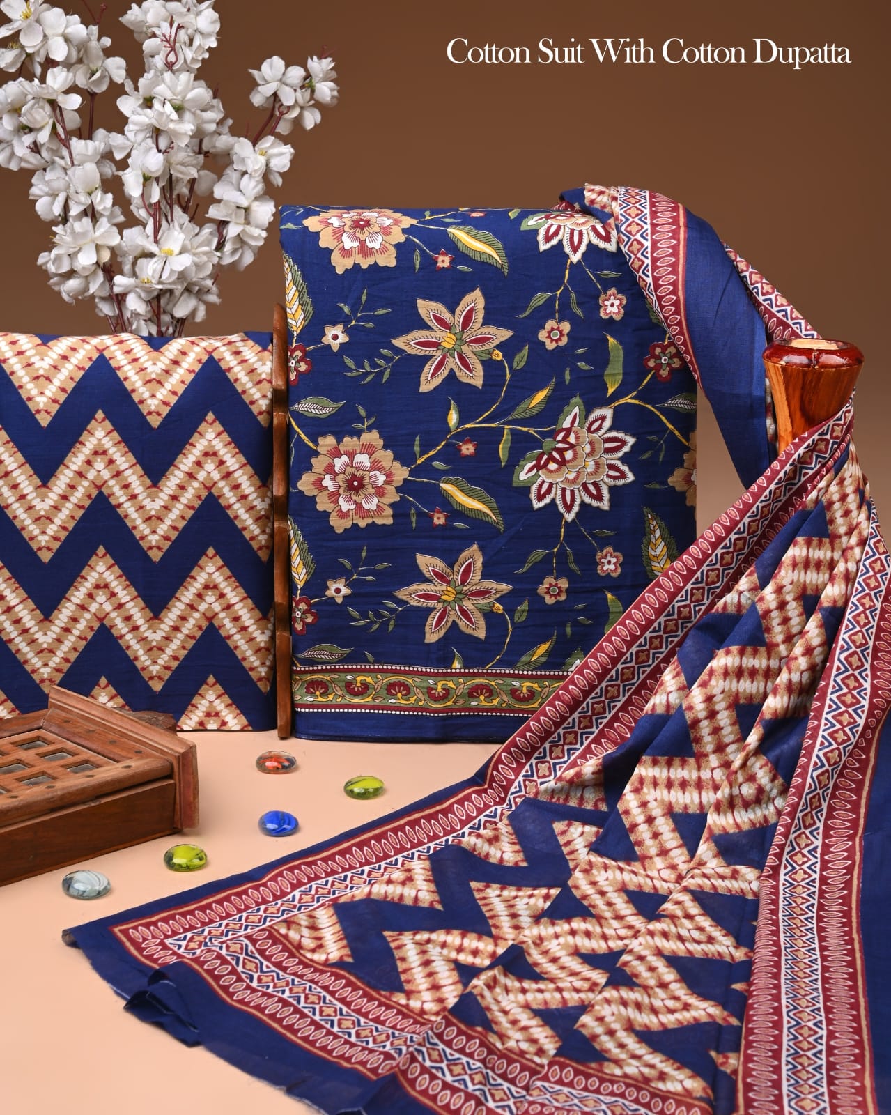 Exclusive Hand Block Cotton Suit With Cotton Dupatta