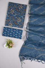 Premium Sanganeri Printed Cotton Suit With Kota Doria Duppta(BFCOTKD42)