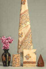 Premium Hand Block Printed Maheshwari Silk Suit(BFMAH35)