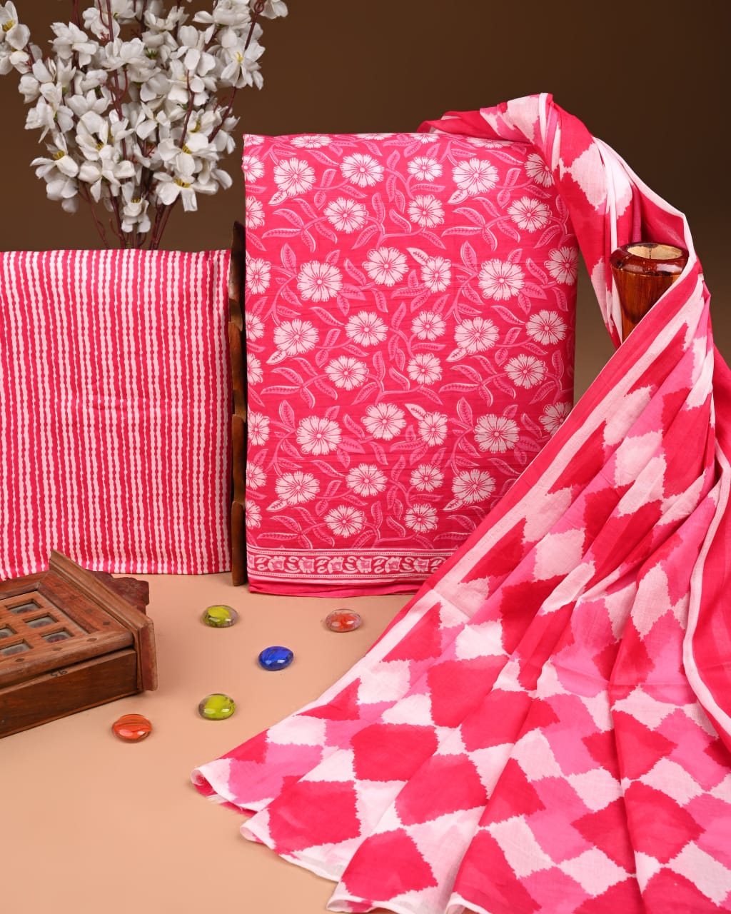 Exclusive Hand Block Cotton Suit With Cotton Dupatta