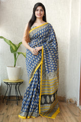 New Designer Hand Block Print Chanderi Silk Saree(BFCS48)