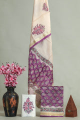 Premium Hand Block Printed Maheshwari Silk Suit(BFMAH29)