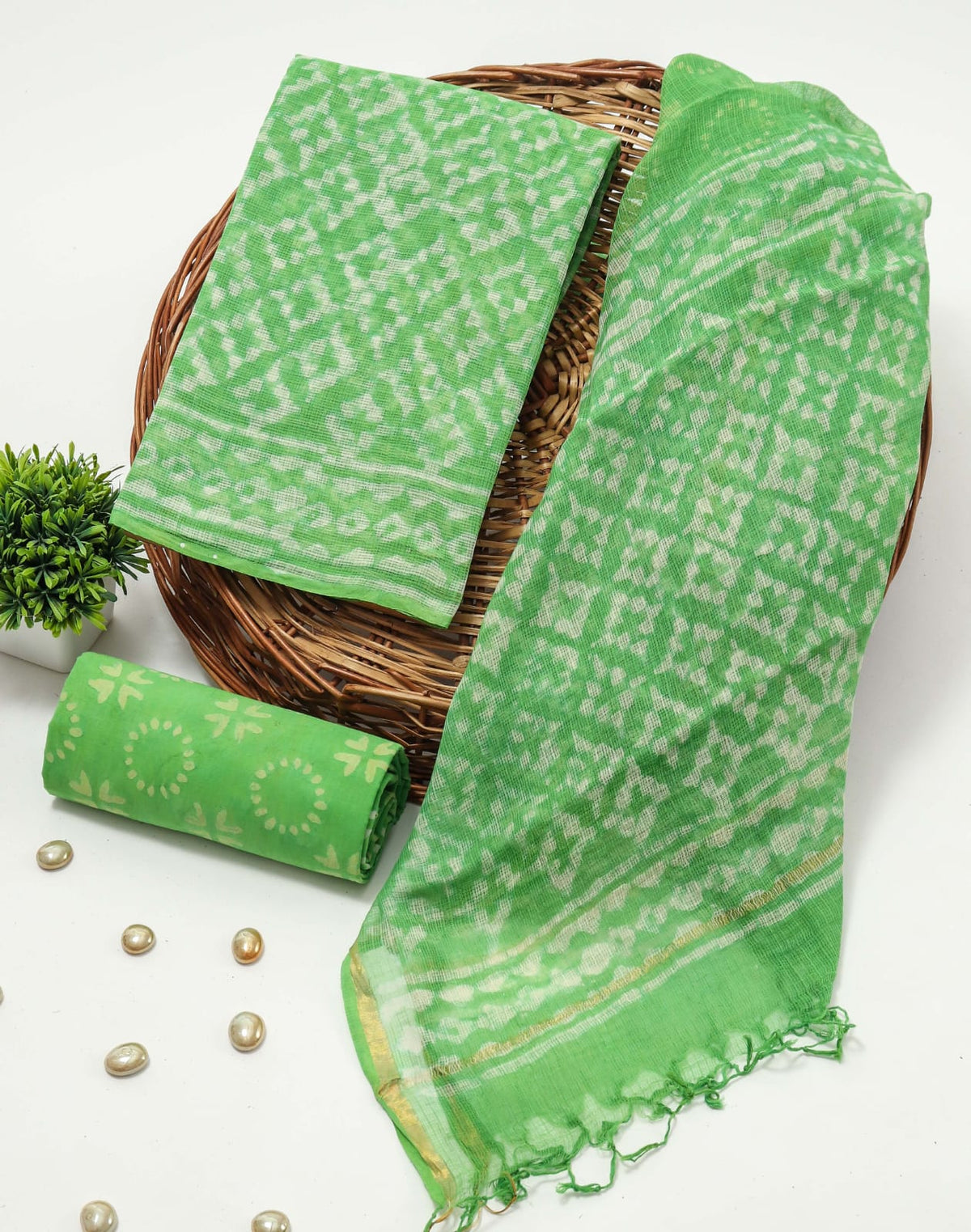 Premium Sanganeri Printed kota Suit With Kota Doria Duppta(BFFKO101)