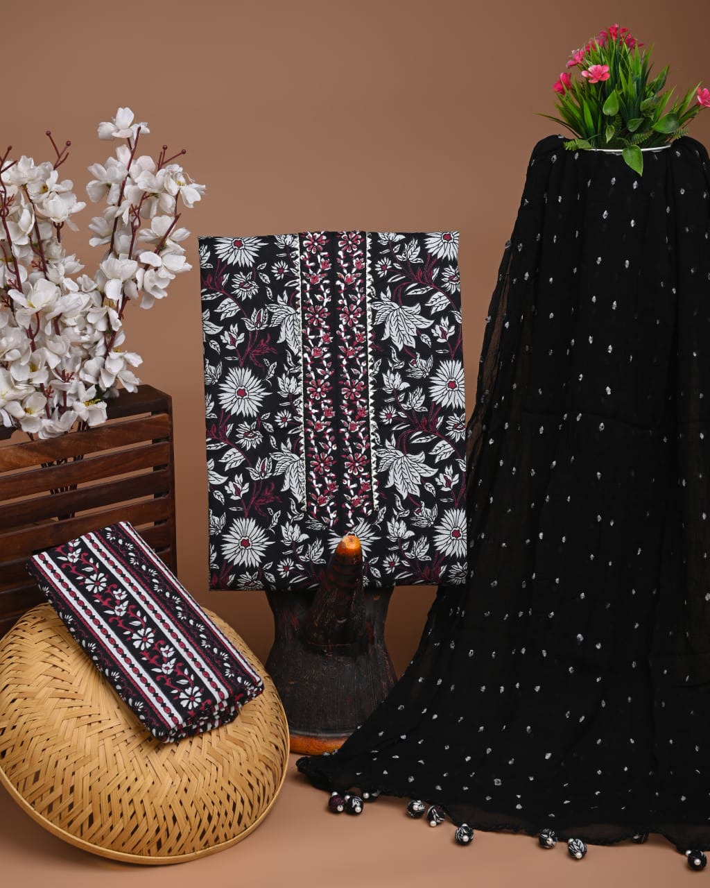 PREMIUM GOTA PATTI COTTON SUIT SET WITH CHIFFON DUPATTA(BSCOTGC03)