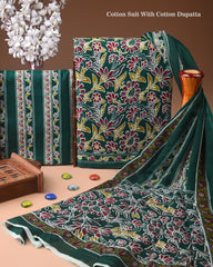 Exclusive Hand Block Cotton Suit With Cotton Dupatta