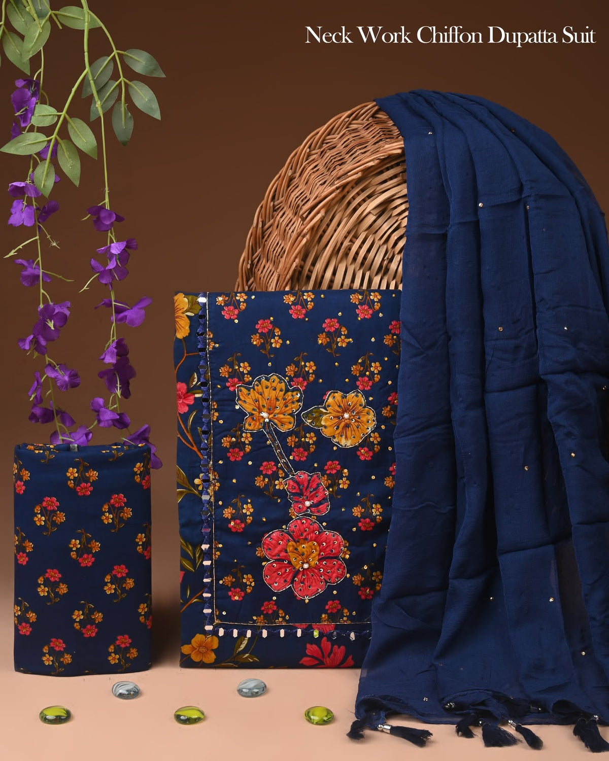 PREMIUM GOTA PATTI COTTON SUIT SET WITH CHIFFON DUPATTA