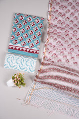 Premium Sanganeri Printed Cotton Suit With Kota Doria Duppta(BFCOTKD39)