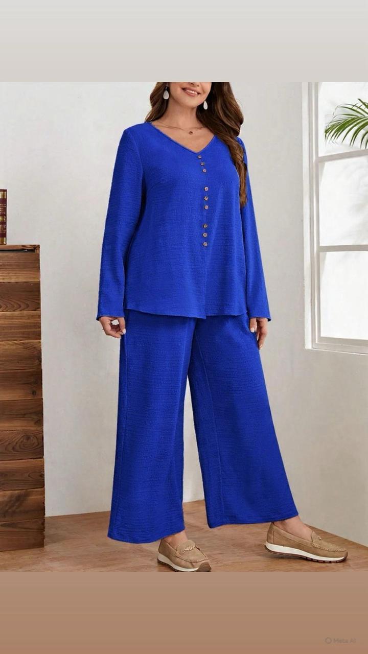Royal Blue Cotton Flex Co-Ord Set for Women | Stylish Kurta Plazo Set