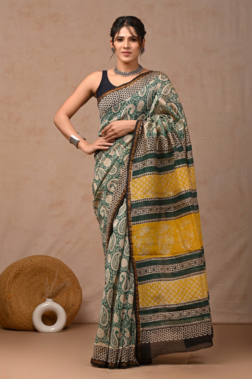 New Designer Hand Block Print Chanderi Silk Saree(BFCS19)