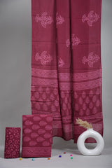 Exclusive Hand Block Cotton Suit With Cotton Dupatta