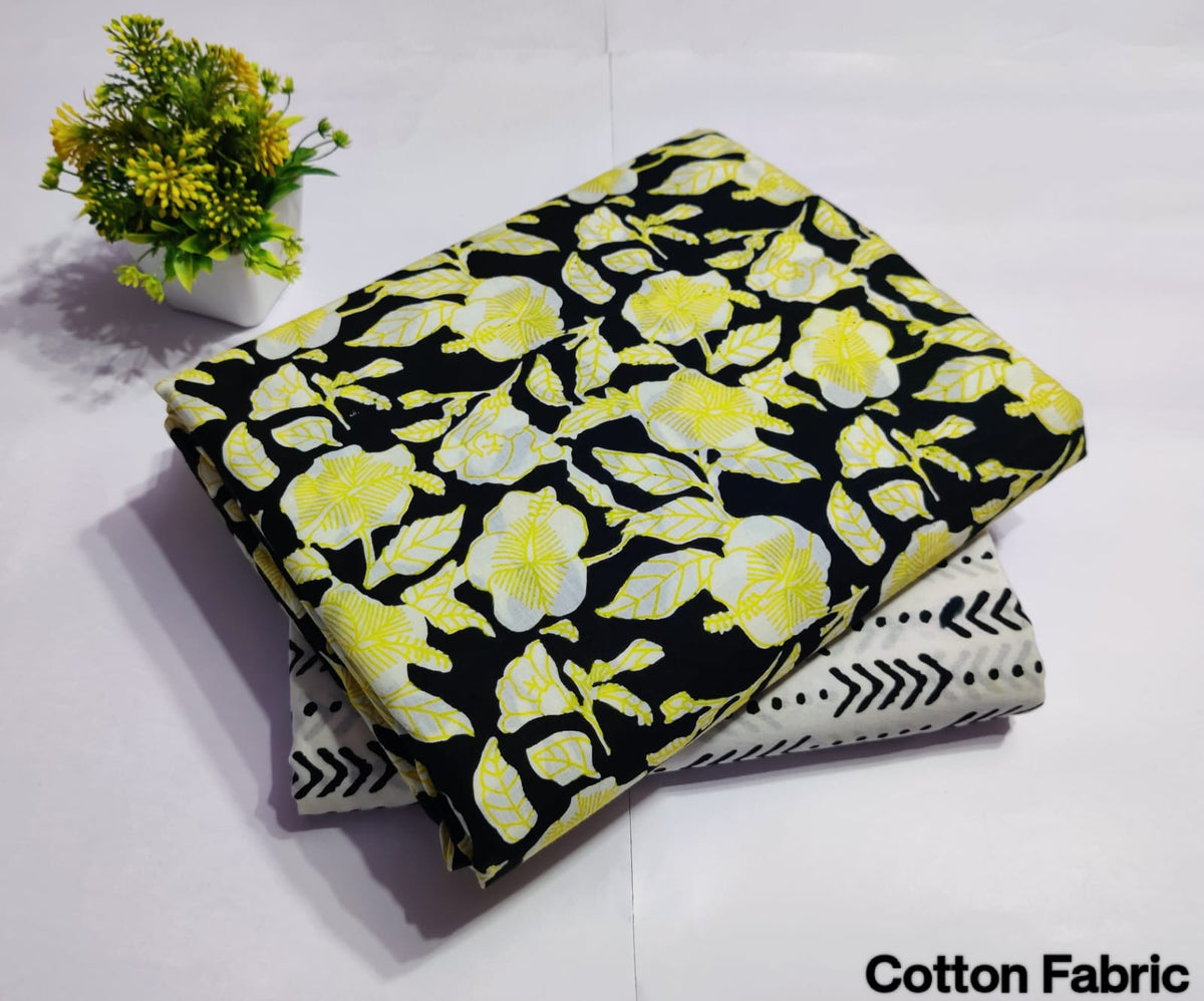 Premium Hand Block Printed Cotton Suit Top And Bottom Set (BFTB40)