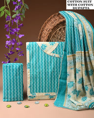 PREMIUM GOTA PATTI COTTON SUIT SET WITH COTTON DUPATTA(BFCOTGH125)