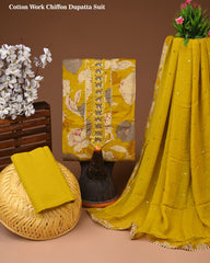 PREMIUM GOTA PATTI COTTON SUIT SET WITH CHIFFON DUPATTA(BSCOTGC37)