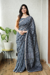 New Designer Hand Block Print Chanderi Silk Saree(BFCS09)