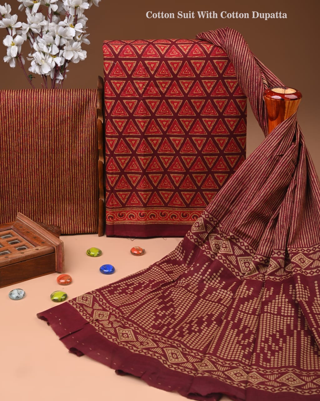 Exclusive Hand Block Cotton Suit With Cotton Dupatta