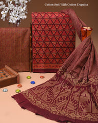 Exclusive Hand Block Cotton Suit With Cotton Dupatta