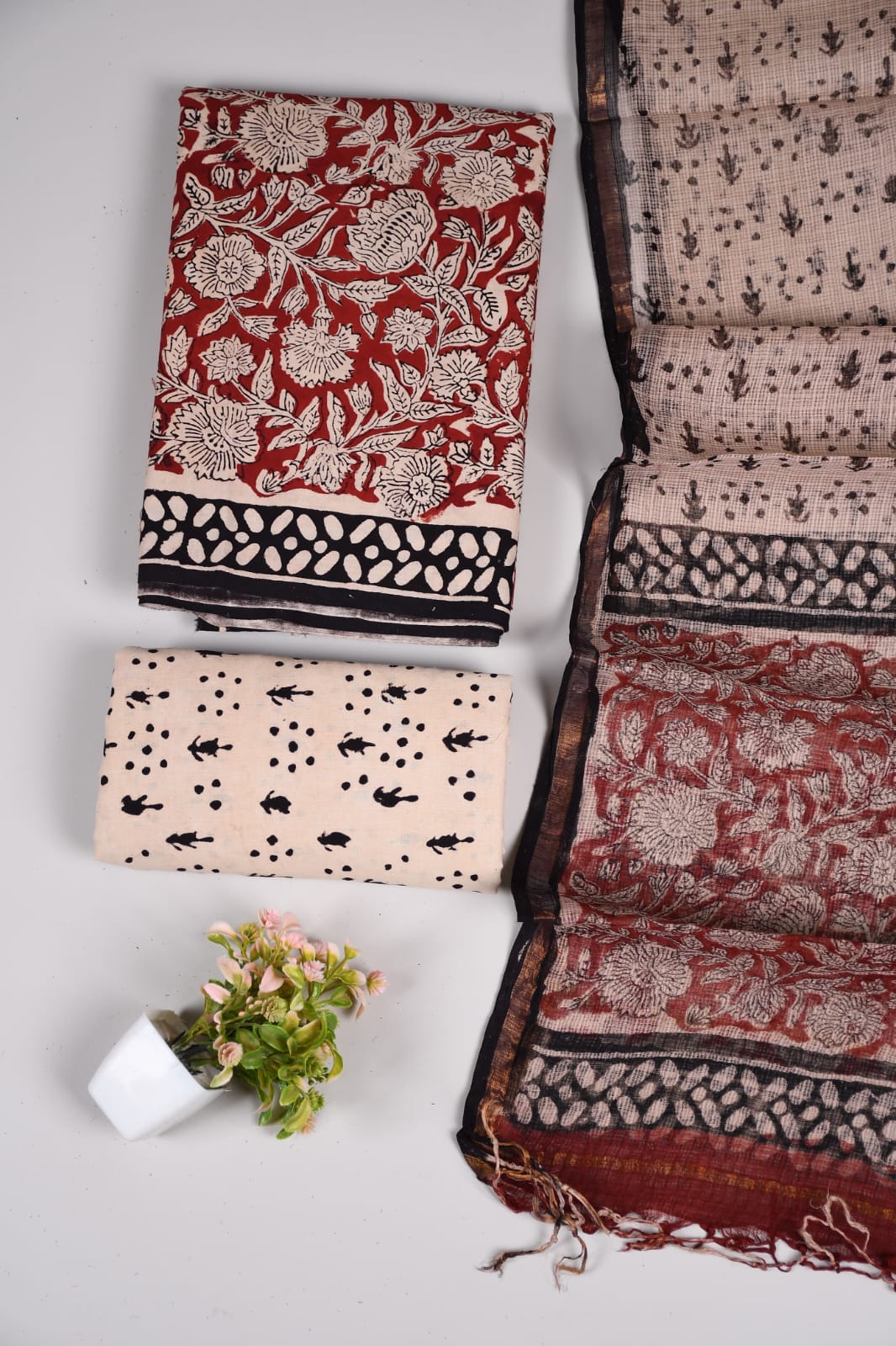 Premium Sanganeri Printed Cotton Suit With Kota Doria Duppta(BFCOTKD42)