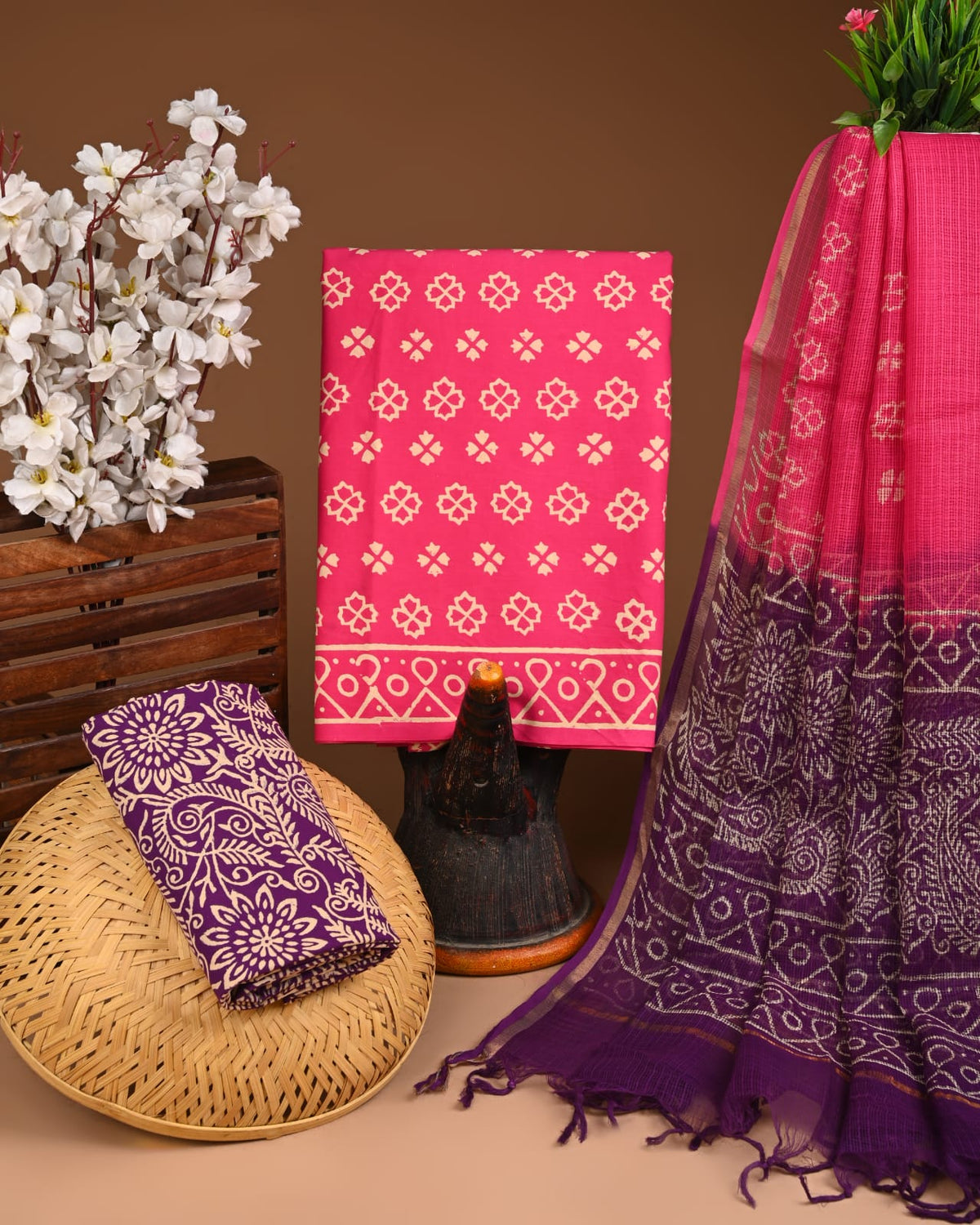 Premium Sanganeri Printed Cotton Suit With Kota Doria Dupatta