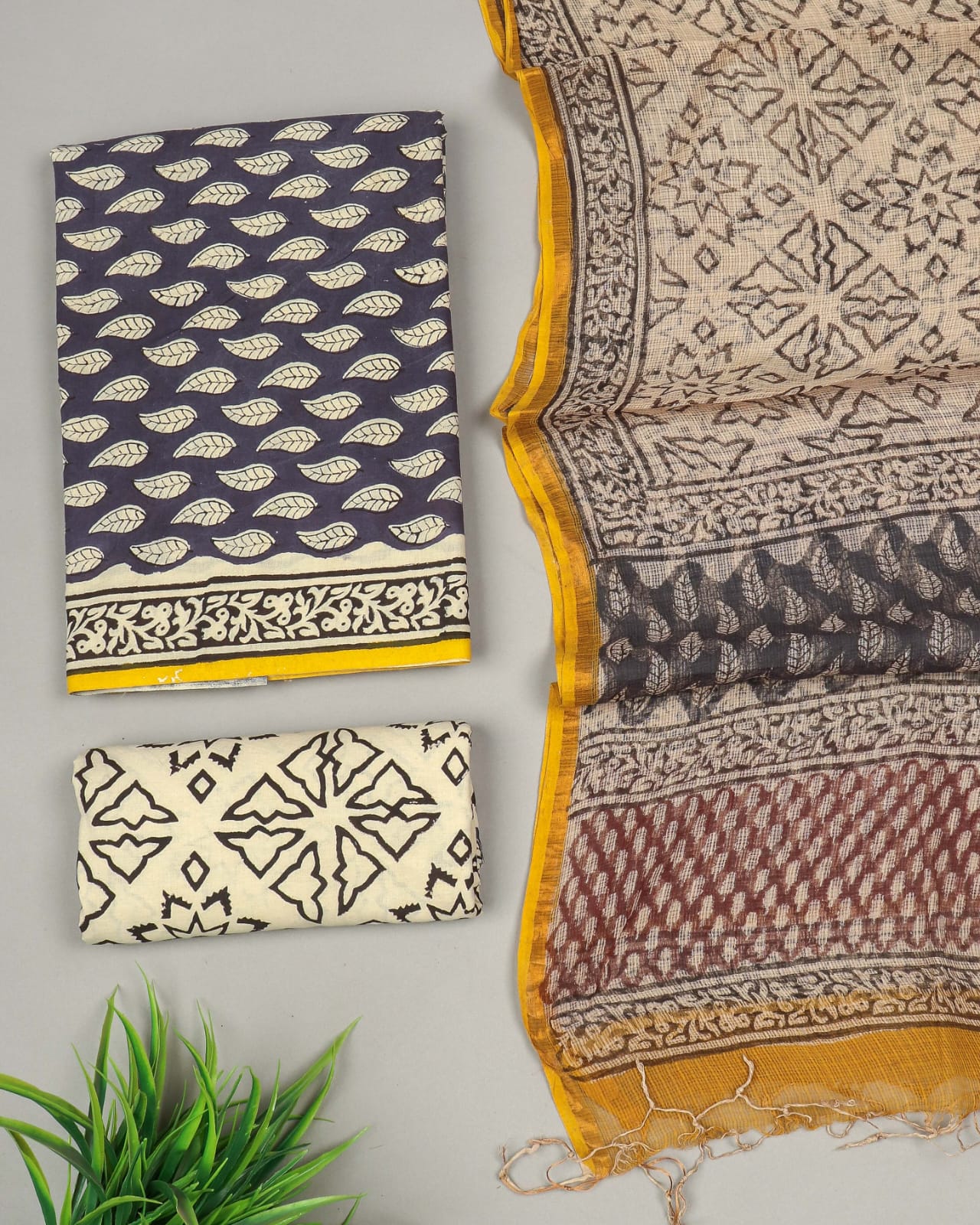 Premium Sanganeri Printed Cotton Suit With Kota Doria Duppta(BFCOTKD19)