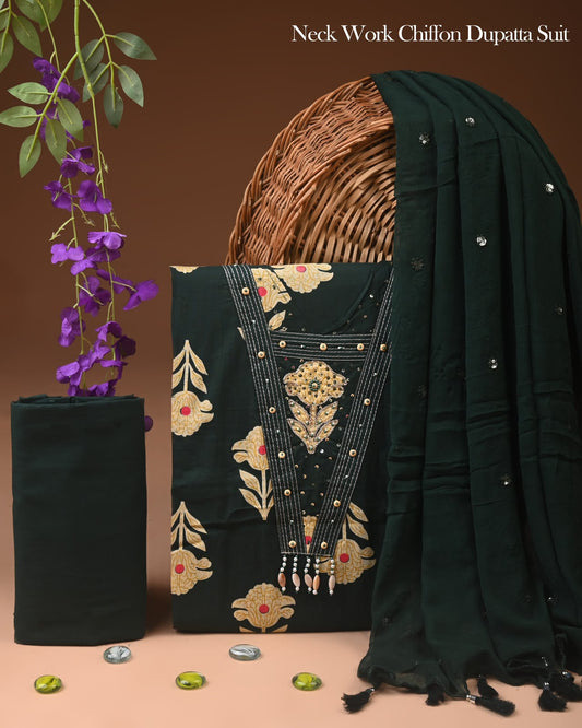 PREMIUM GOTA PATTI COTTON SUIT SET WITH CHIFFON DUPATTA