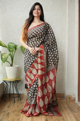 New Designer Hand Block Print Chanderi Silk Saree(BFCS22)